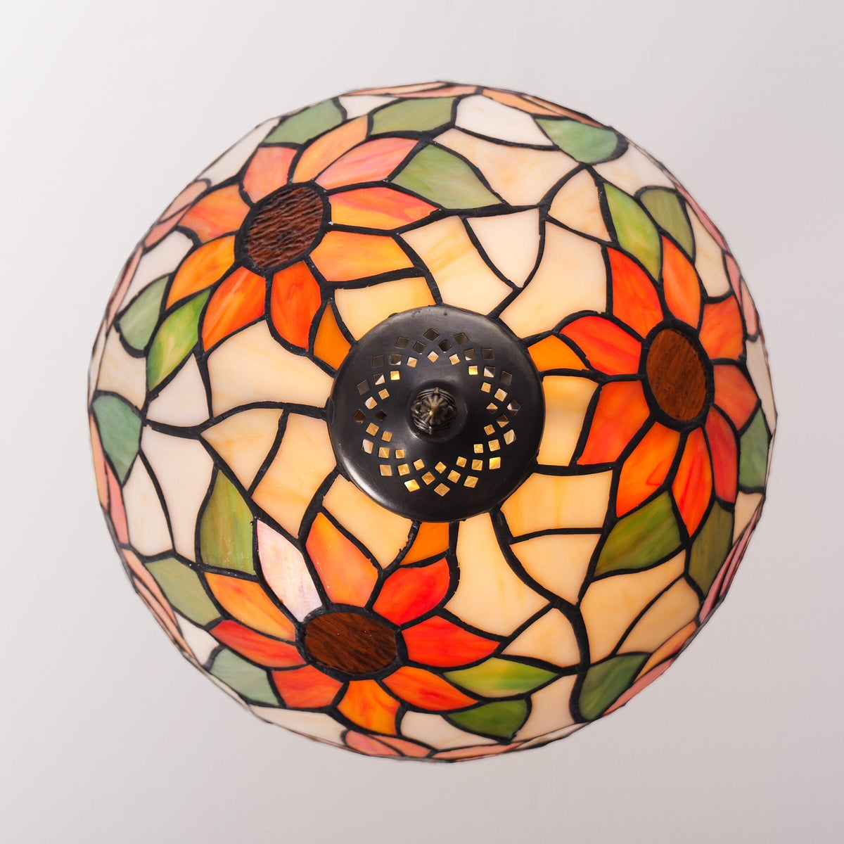 Living Nest UK Tiffany Table Lamp | Handcrafted Stained Glass Floral Petals Series White and Green Living Nest UK