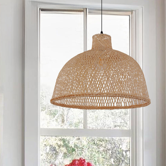 Living Nest UK Natural Bamboo Woven Dome Pendant Light for Cozy Spaces Living Nest UK