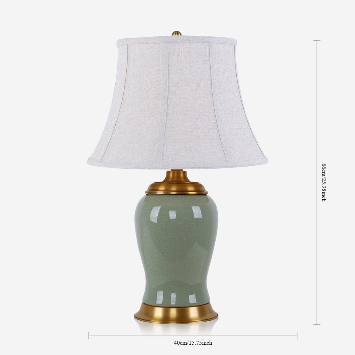 Vintage Green Crackle Ceramic Table Lamp with Fabric Shade Living Nest UK