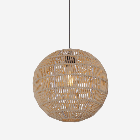 Living Nest UK Handwoven Cotton Rope and Iron Round Pendant Light for Cozy Spaces Living Nest UK