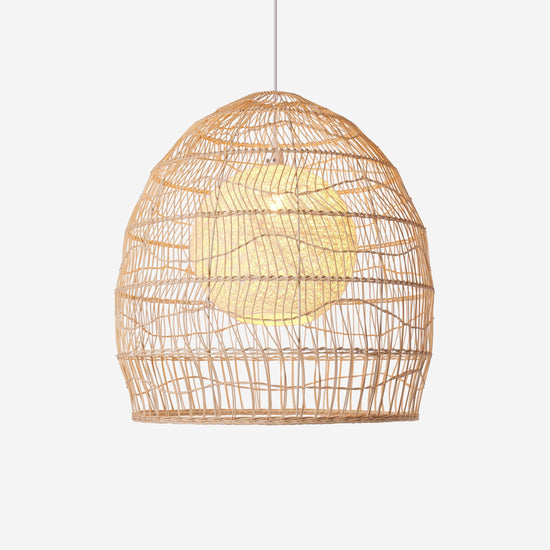 Lightsin Natural Rattan Pendant Light with Optional Woven Inner Sphere Lightsin UK
