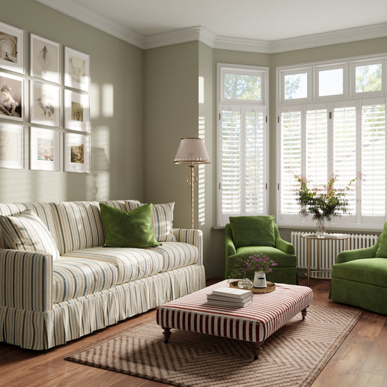 Country Check Sofa with Removable Skirted Covers