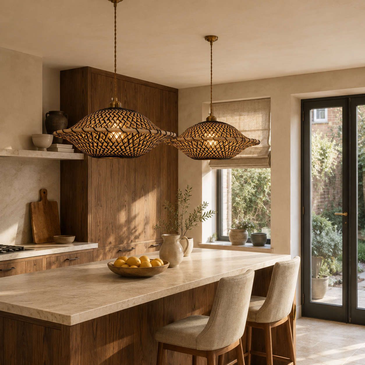 Handcrafted Elegant Natural Black Bamboo Pendant Light