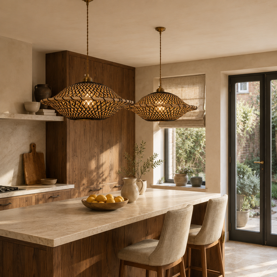 Handcrafted Elegant Natural Black Bamboo Pendant Light