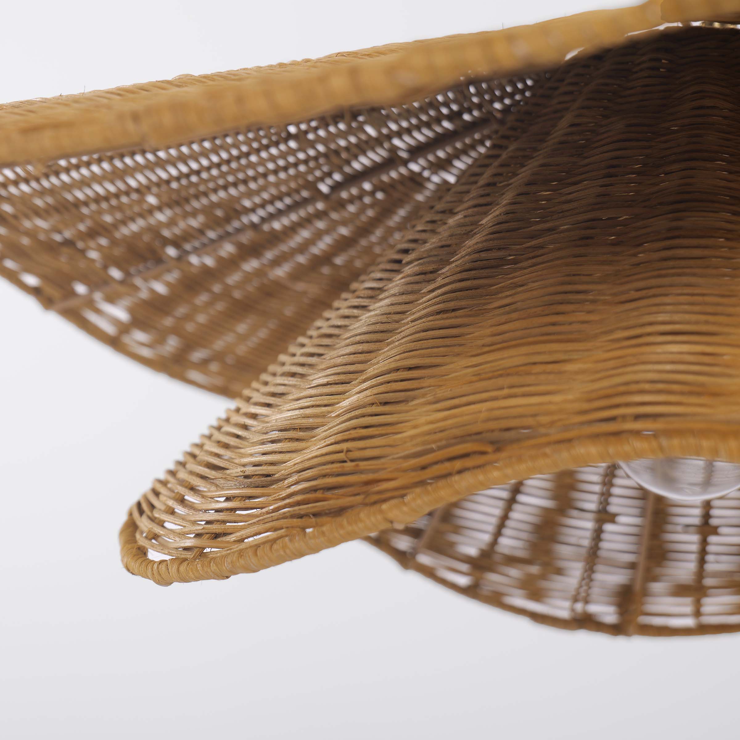 Woven Rattan and Iron Pendant Light – Organic Ceiling Pendant Light for Dining Room, Living Room, and Modern Rustic Interiors