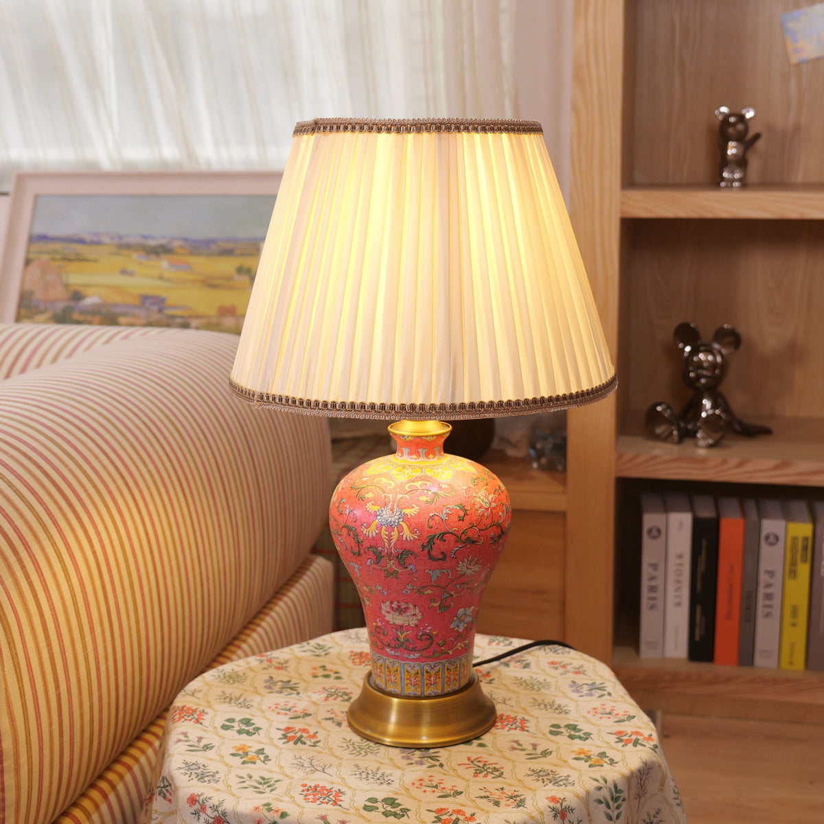 Lightsin Vibrant Ceramic Table Lamps for Living Room – Handcrafted Design with Warm Fabric Shade Lightsin UK