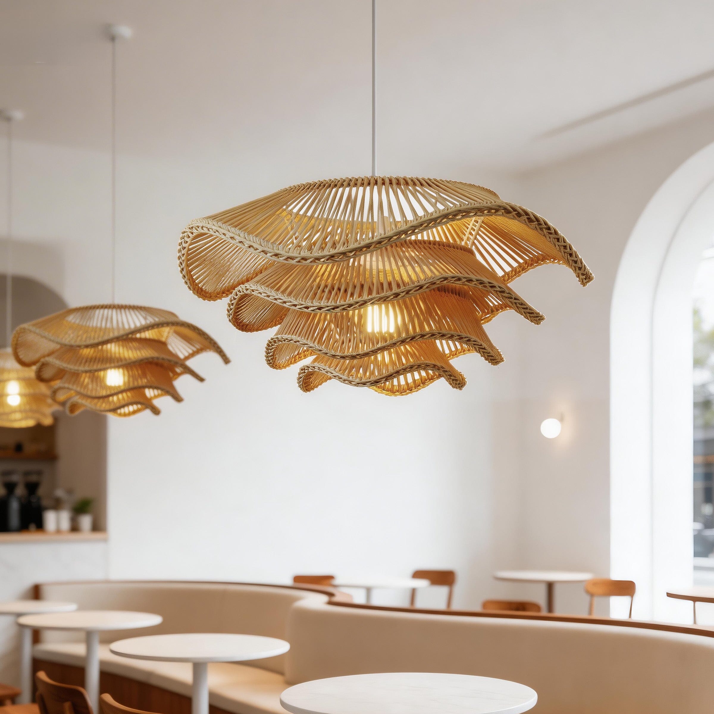 Lightsin Multi-tiered rattan pendant lamp Lightsin UK 3 Units 