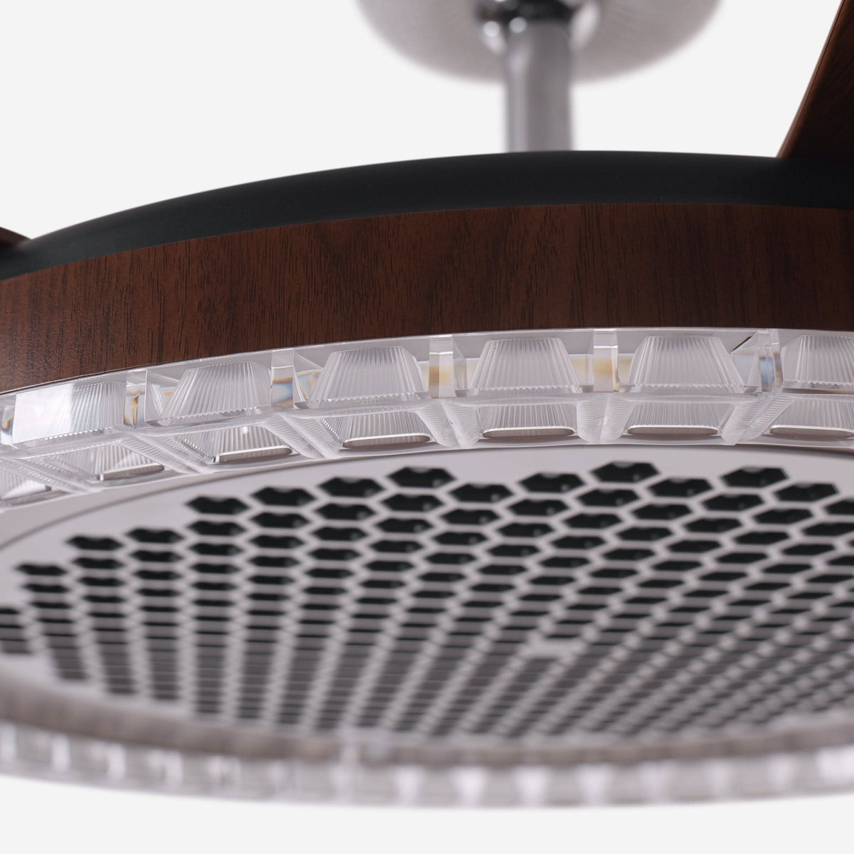 48 inch reversible ceiling fan with LED light with a compact motor and blade detail