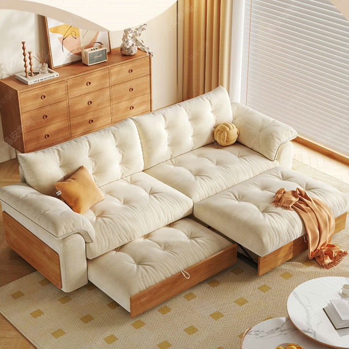 livingnest Solid Wood Folding Sofa Bed with Sleeper Chaise livingnest UK 