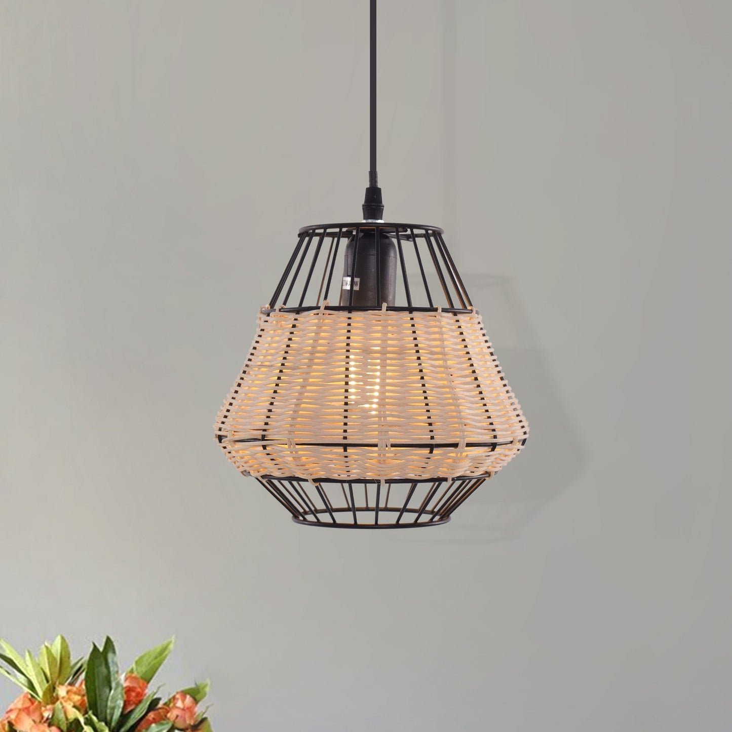 Rustic Dining Room Woven Rattan Paper Rope Iron Chandelier for Kitchen Aisle Reading Corner Living and Home H