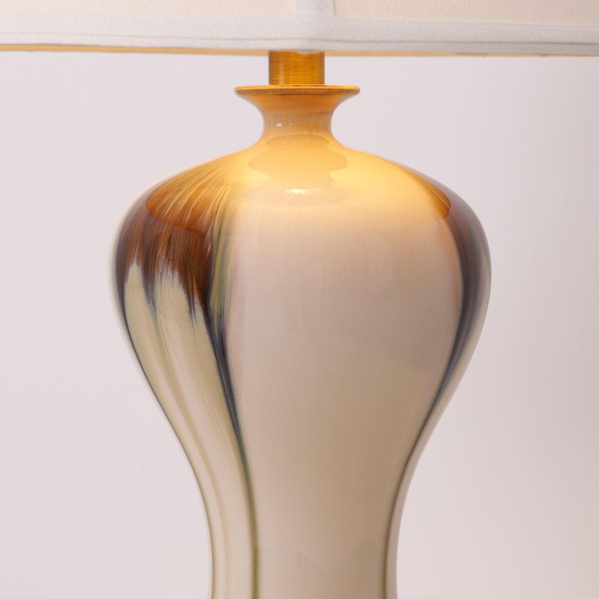 Black Gold Gradient Glazed Ceramic Table Lamp Vase Lamp Living Nest UK