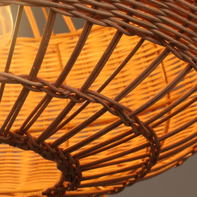 Lightsin Handcrafted Rattan Pendant Light in Flat Round Basket Shape Lightsin UK