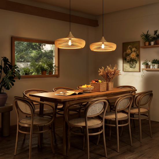 Shadome-Lightsin Handcrafted Wooden Kitchen Pendant Light Fixtures Lightsin UK D55cm 2 Unit