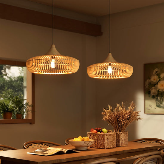 Lightsin Shadome-Lightsin Handcrafted Wooden Kitchen Pendant Light Fixtures Lightsin UK Dia 55cm 2 Unit