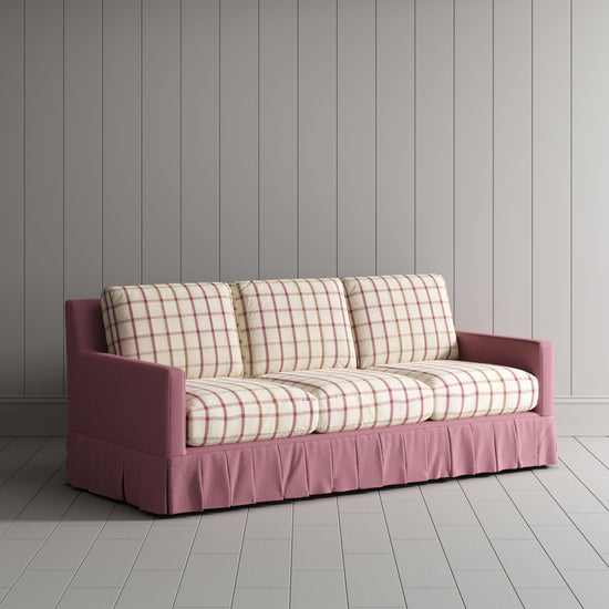 Cottonfy Country Check Sofa with Removable Skirted Covers Living and Home Dusky Rose Cotton Linen 