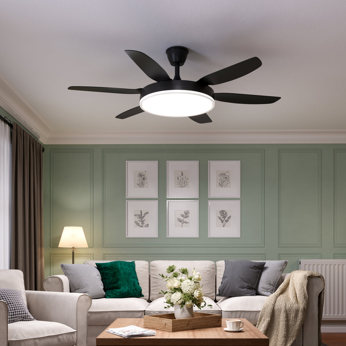 Black 56inch Ceiling Fan Light with Remote