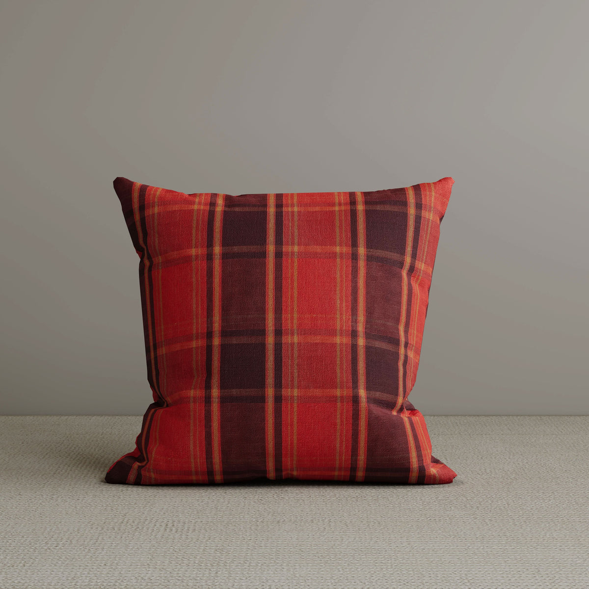 Square Exclusive Design Cushion in Autumn Spice Plaid Cotton Linen, 45*45CM Cottonfy UK 1 PC 