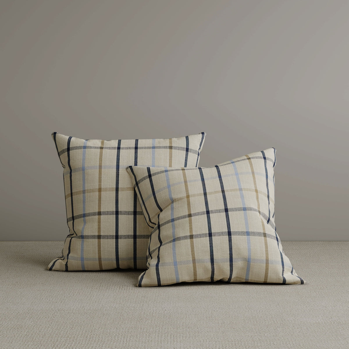 Cottonfy Square Exclusive Design Cushion in Light Blue Checkered Cotton Linen, 45*45CM Living and Home 2 PCS 