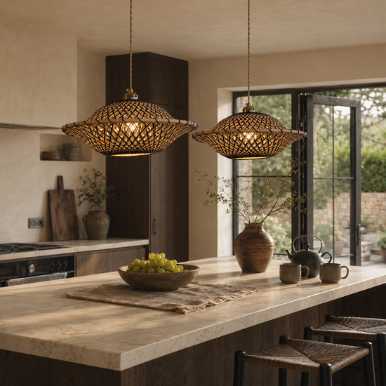 Handcrafted Elegant Natural Black Bamboo Pendant Light
