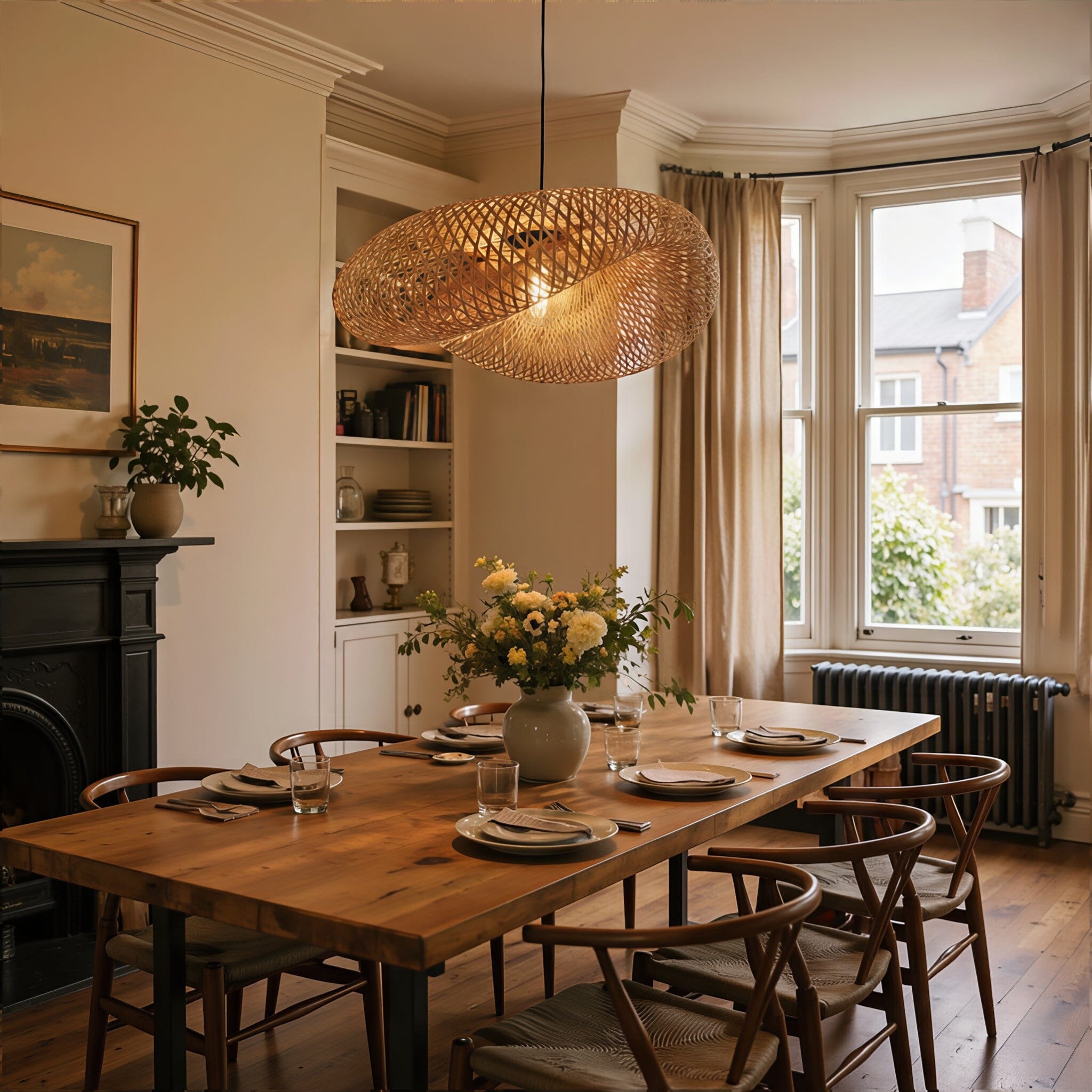 Lightsin Eco-Friendly Handmade Bamboo Pendant Light 60/80cm for Dining Room & Living Room Lightsin UK 