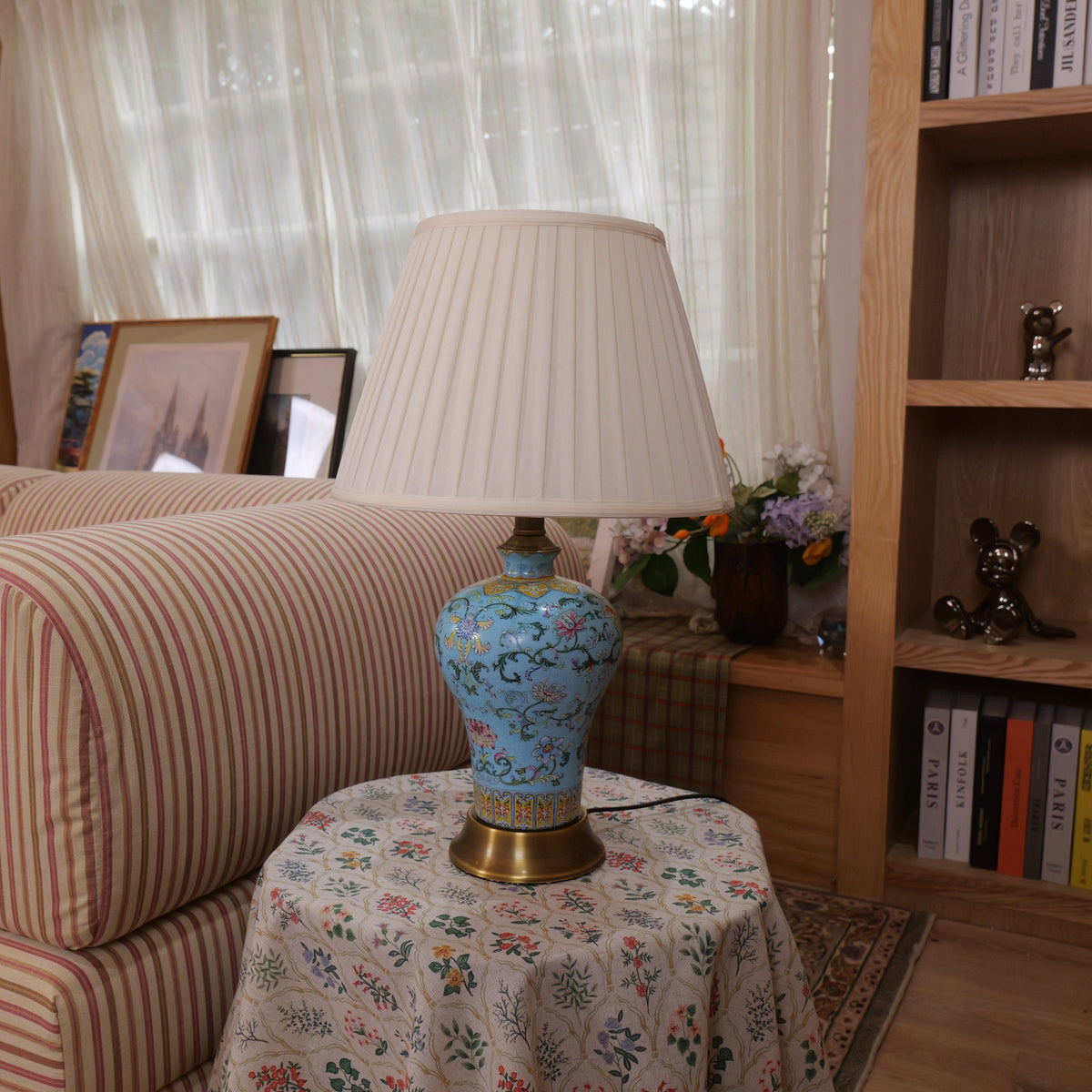 Lightsin Vibrant Ceramic Table Lamps for Living Room – Handcrafted Design with Warm Fabric Shade Lightsin UK