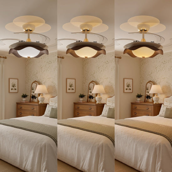 42 inch reversible ceiling fan with LED light with dimensions shown for installation
