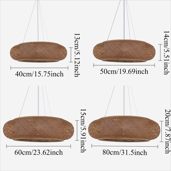 four-size bamboo rattan pendant light chart