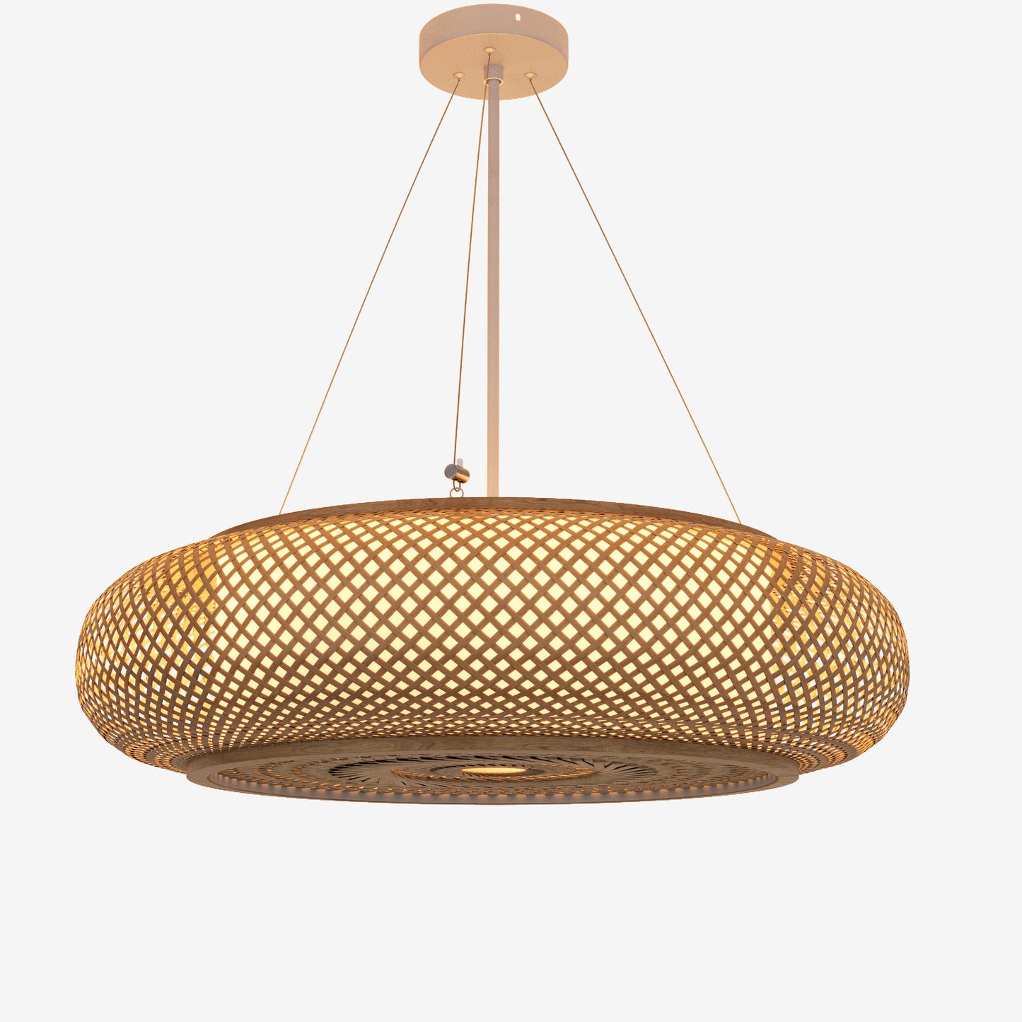 large bamboo pendant light on a white background