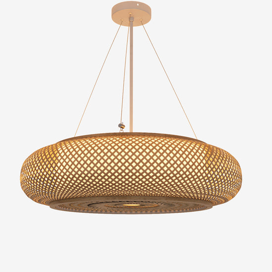large bamboo pendant light on a white background