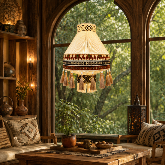 Bohemian Fringe Pendant Light with Detachable Ethnic Design