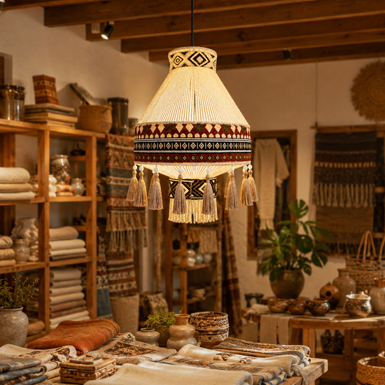 Bohemian Fringe Pendant Light with Detachable Ethnic Design