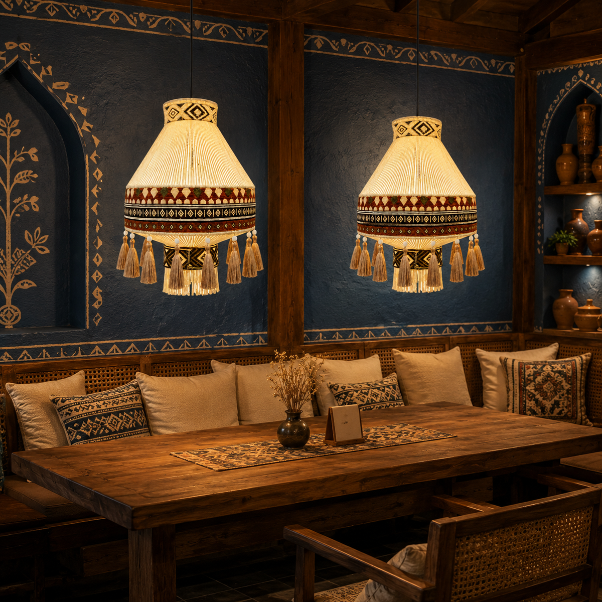 Bohemian Fringe Pendant Light with Detachable Ethnic Design