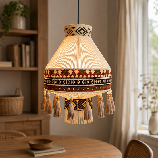 Bohemian Fringe Pendant Light with Detachable Ethnic Design