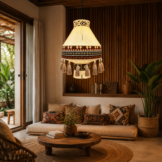 Bohemian Fringe Pendant Light with Detachable Ethnic Design