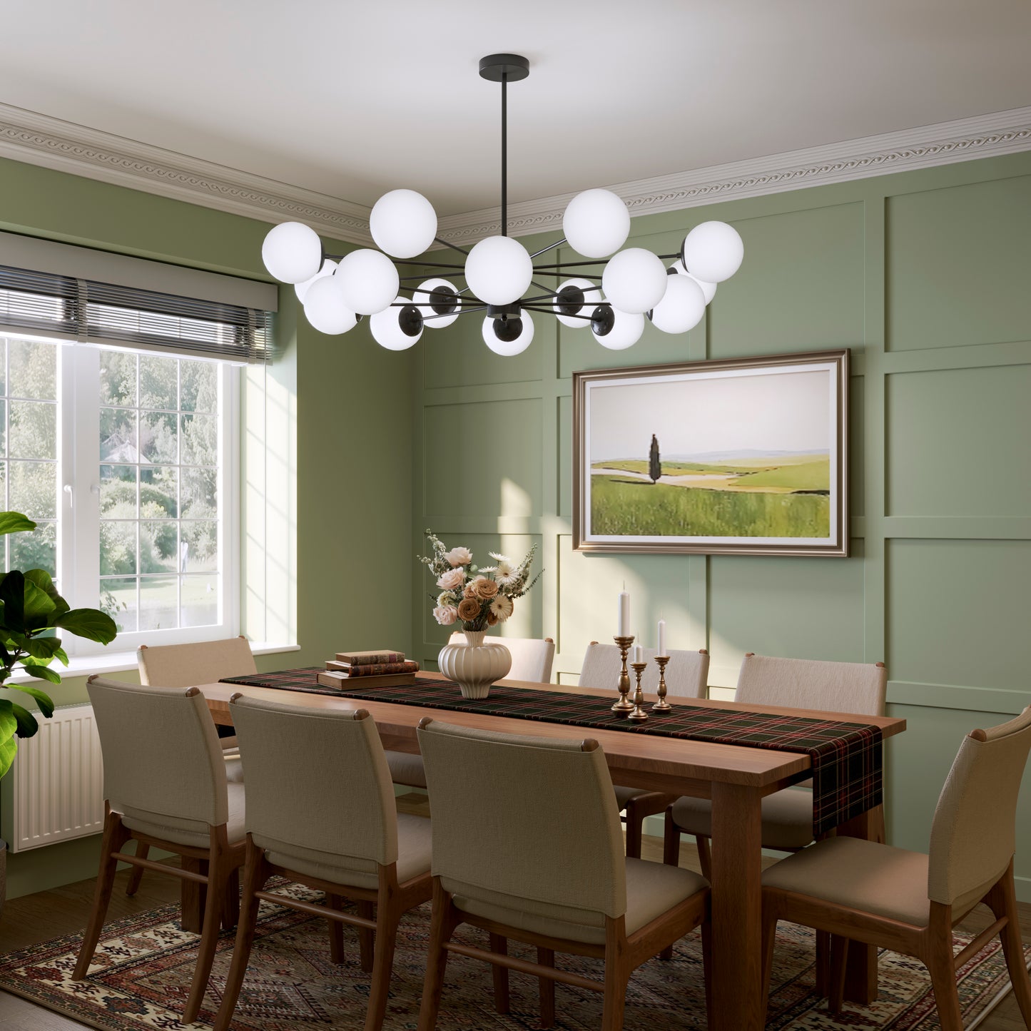 Cumulus - Modern Metal Chandelier Tubular Design Chandelier with LED White Shade