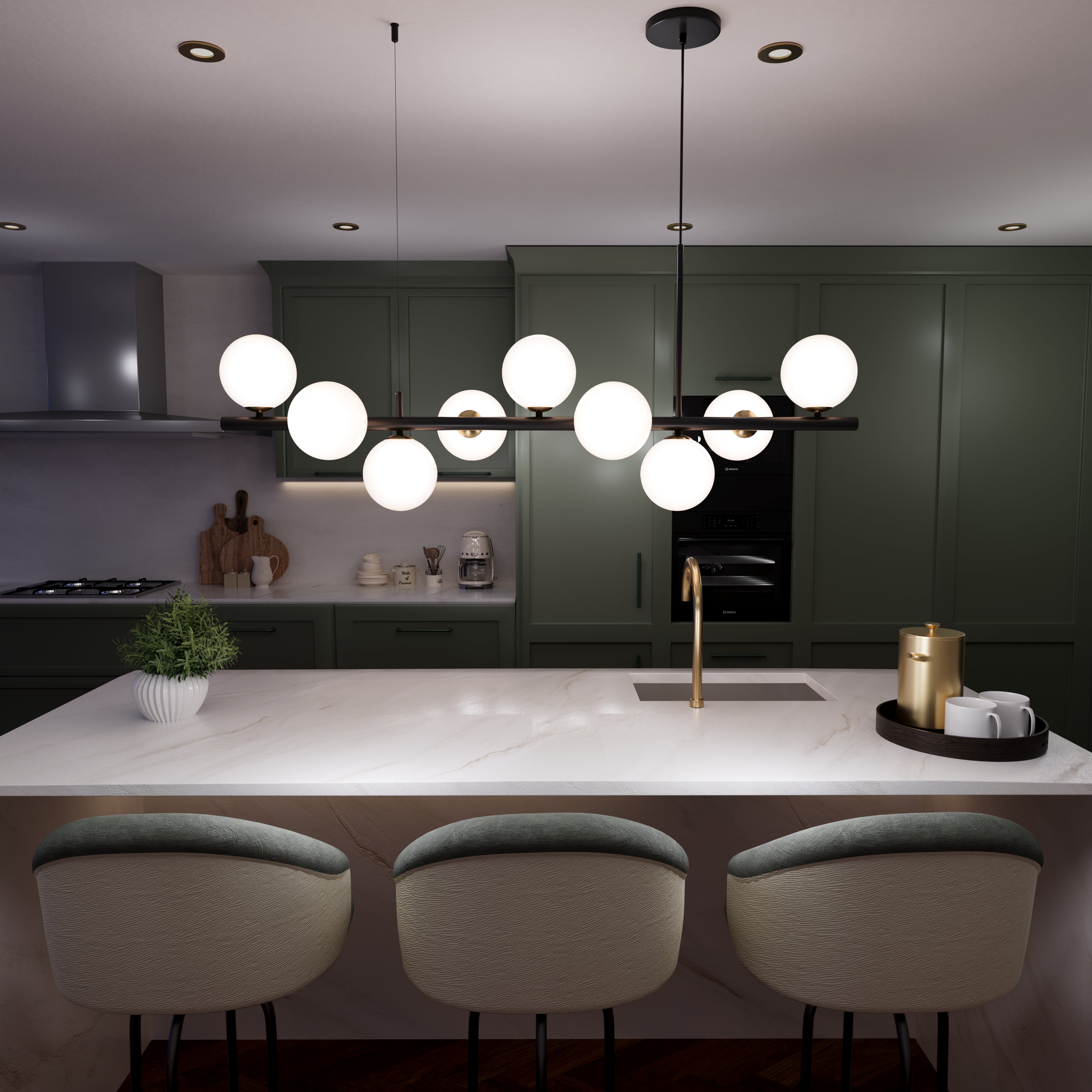 Cumulus - Modern Metal Chandelier with LED White Shade