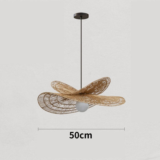 Lightsin Vintage Countryside Rattan Craft Handwoven Creative Pendant Light Fixtures Lightsin UK D50cm 