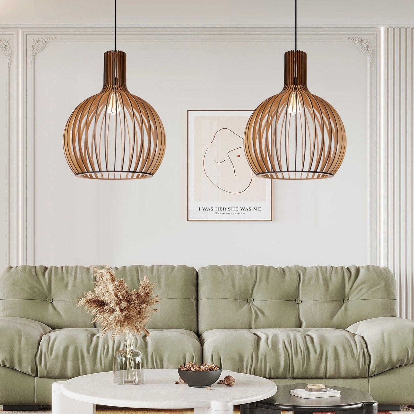 Lightsin Scandinavian LED Wooden Birdcage Pendant Light Lightsin UK 