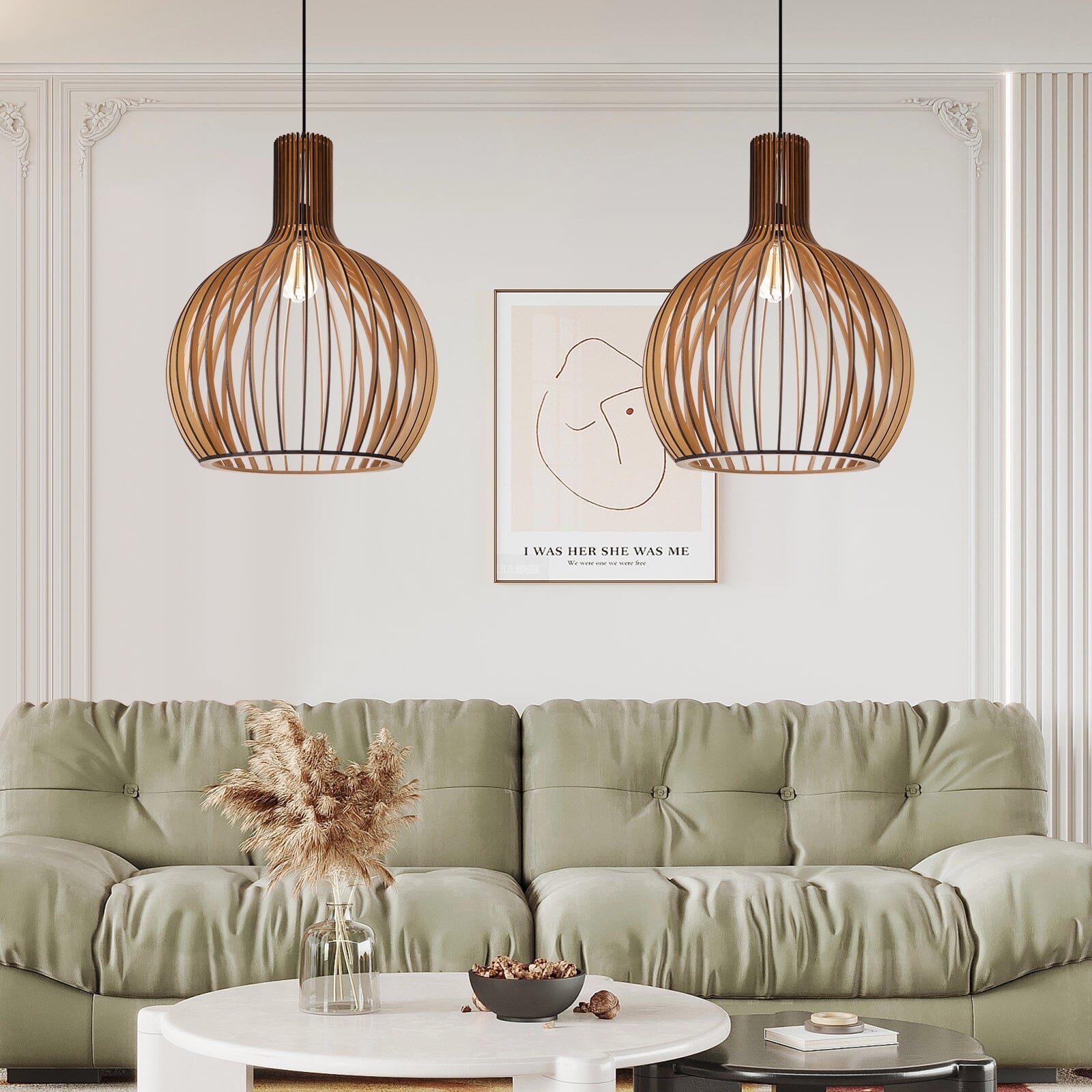 Lightsin Scandinavian LED Wooden Birdcage Pendant Light Lightsin UK 