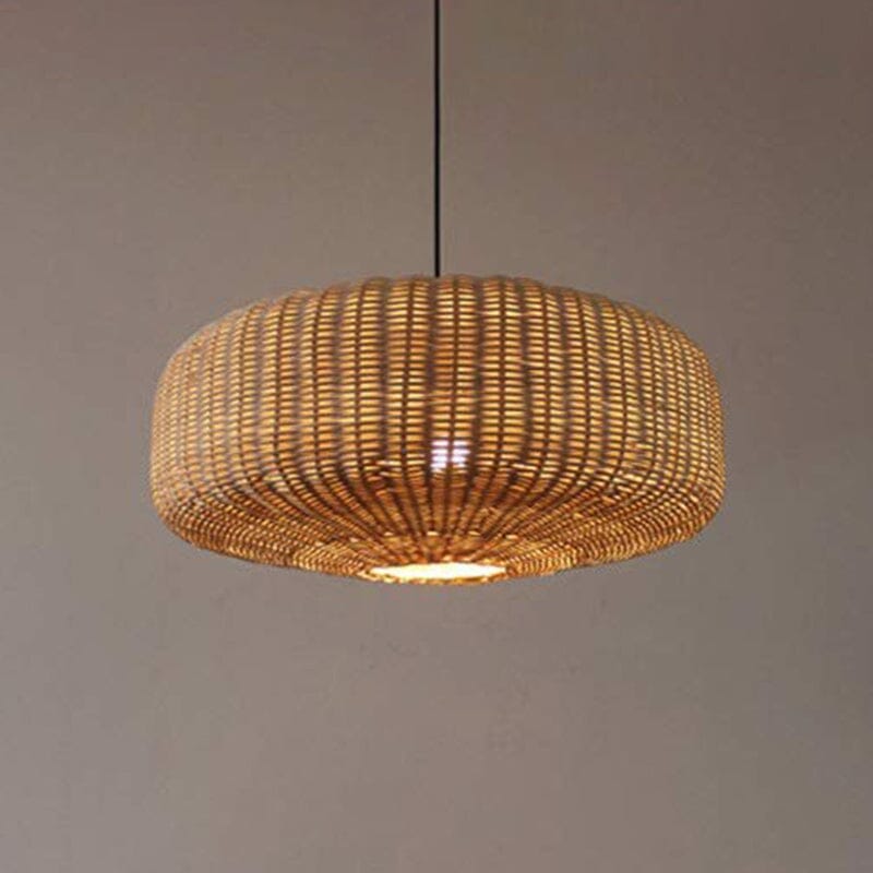 Lightsin Handwoven Rattan Hanging Lamp Rustic Style Pendant Light Fixture Lightsin UK D60cm 