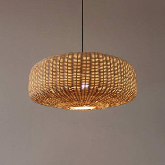 Lightsin Handwoven Rattan Hanging Lamp Rustic Style Pendant Light Fixture Lightsin UK D60cm 