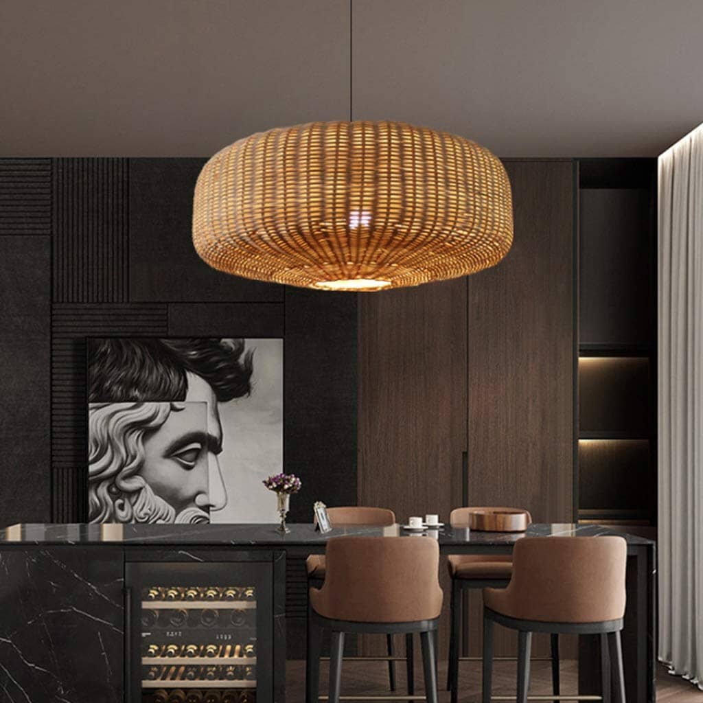 Lightsin Handwoven Rattan Hanging Lamp Rustic Style Pendant Light Fixture Lightsin UK 