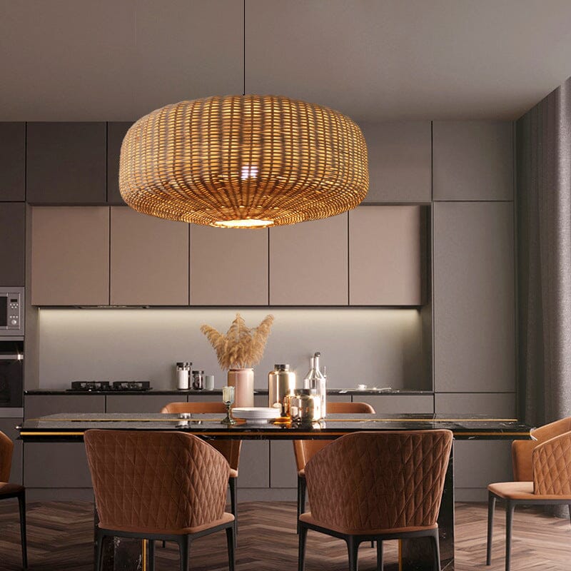 Lightsin Handwoven Rattan Hanging Lamp Rustic Style Pendant Light Fixture Lightsin UK 