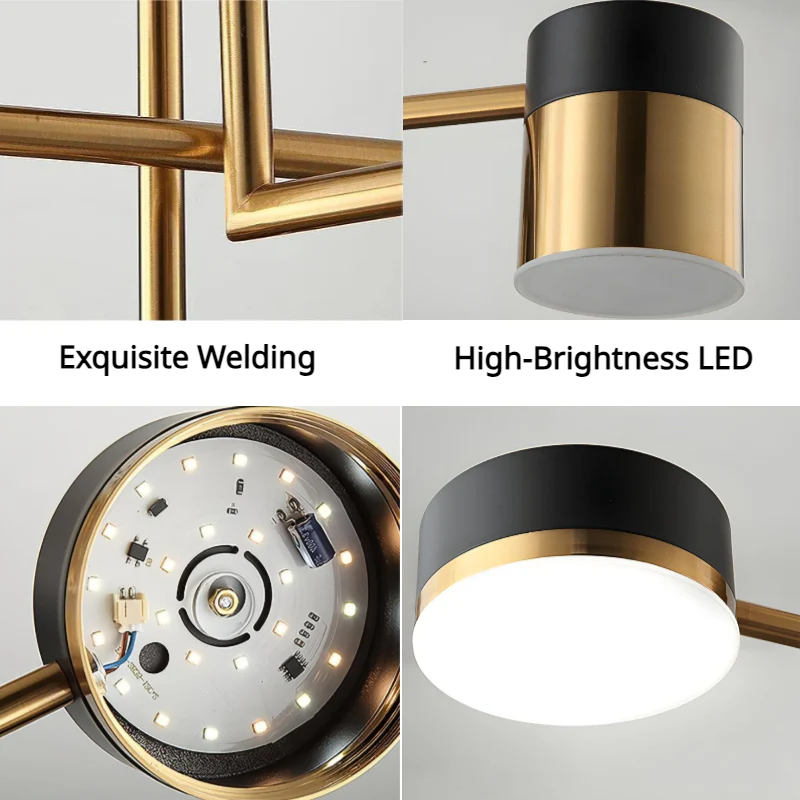Modern Black & Gold LED Ceiling Light | Flush Mount Fixture with 3 Colour Temperatures