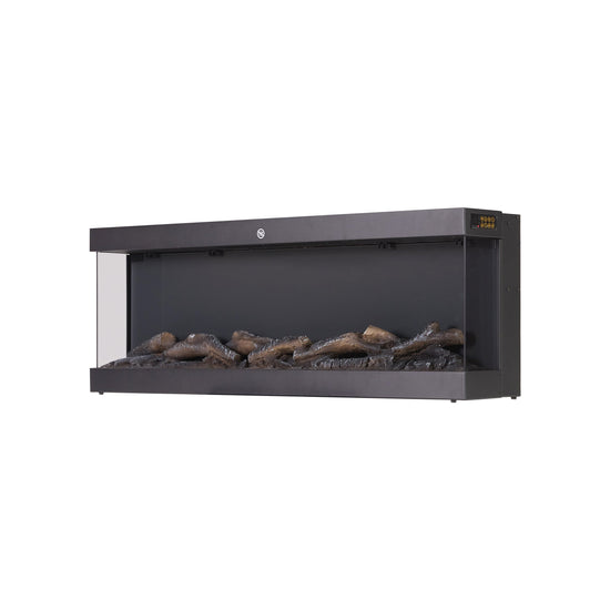 42/48/56/72inch 3-Sided Black/White Electric Fireplace with Remote Control, WiFi Function, Adjustable LED Flames and Heating Modes