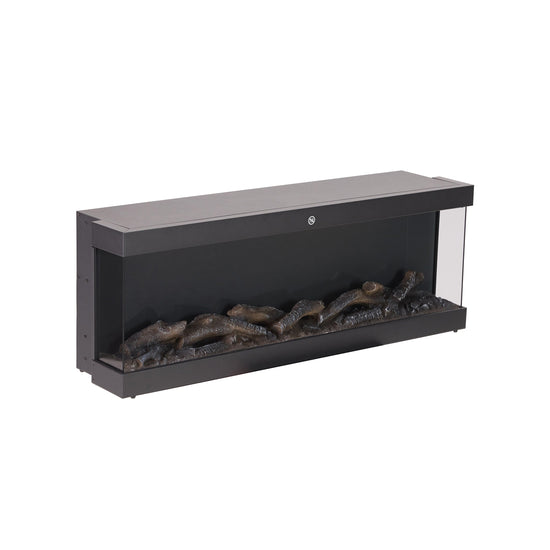 42/48/56/72inch 3-Sided Black/White Electric Fireplace with Remote Control, WiFi Function, Adjustable LED Flames and Heating Modes