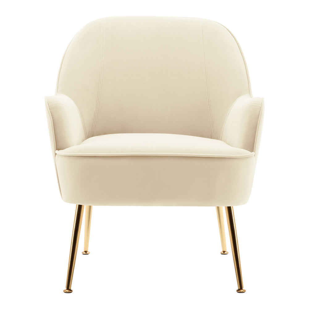 Contemporary Upholstered Comfy Armchair with Gold-Plated Feet