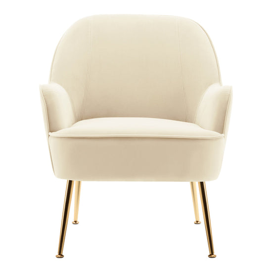 Contemporary Upholstered Comfy Armchair with Gold-Plated Feet