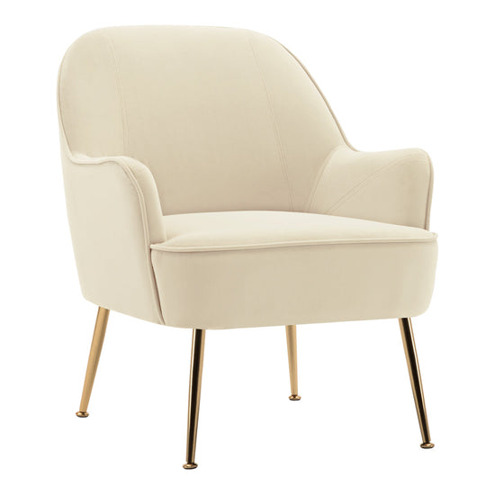 Contemporary Upholstered Comfy Armchair with Gold-Plated Feet