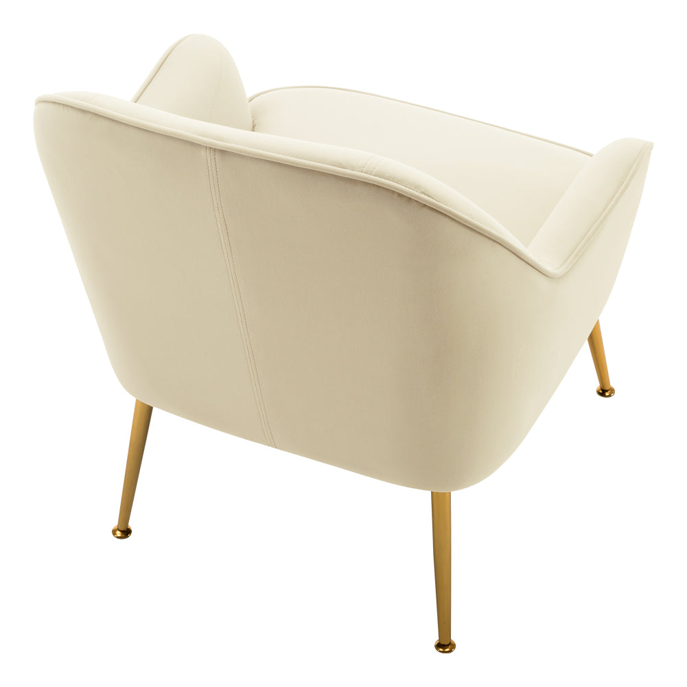 Contemporary Upholstered Comfy Armchair with Gold-Plated Feet